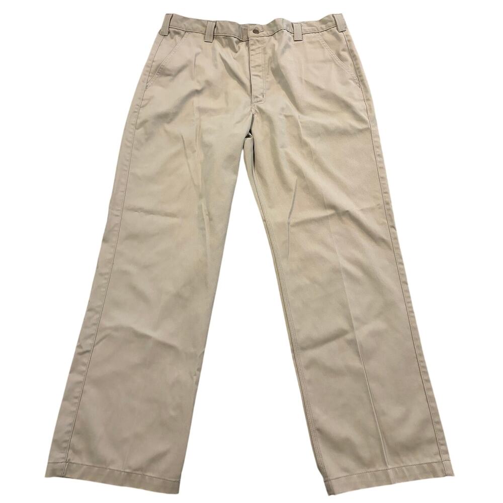 Carhartt Men's Blended Twill Pants Khaki Straight Leg Relaxed Fit Size 42 X 32